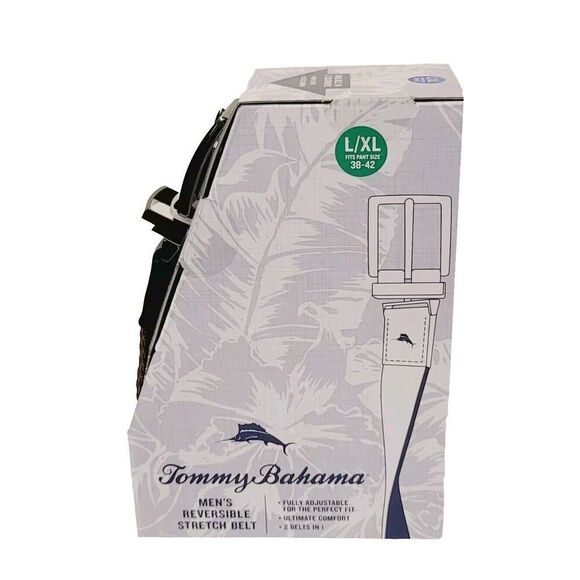 Tommy Bahama Mens Stretch Reversible Braided Belt Leather Black Brown L/XL 38-42 - Picture 10 of 12